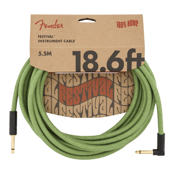 Інструментальний кабель FENDER CABLE FESTIVAL HEMP INSTRUMENT 18.6' GREEN