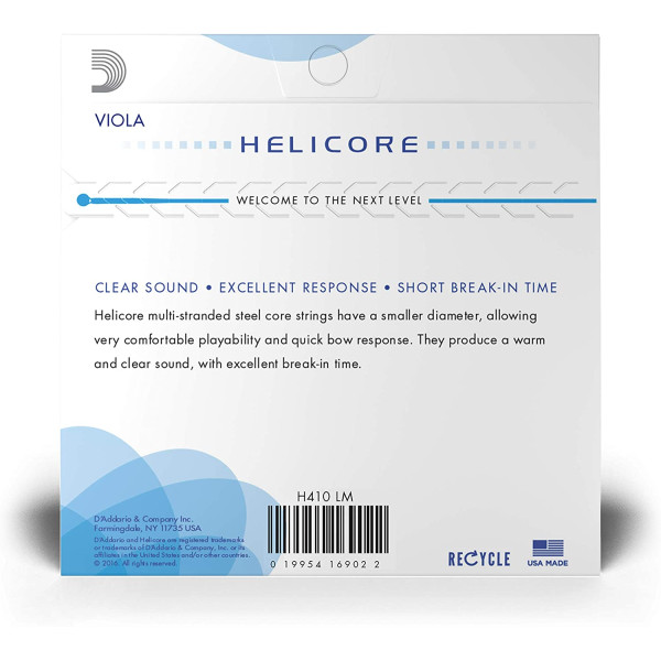 Комплект струн для альта D'ADDARIO HELICORE VIOLA STRING SET Long Scale Medium Tension