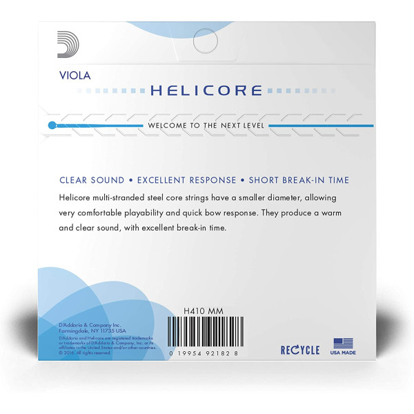 Комплект струн для альта D'ADDARIO HELICORE VIOLA STRING SET Medium Scale Medium Tension