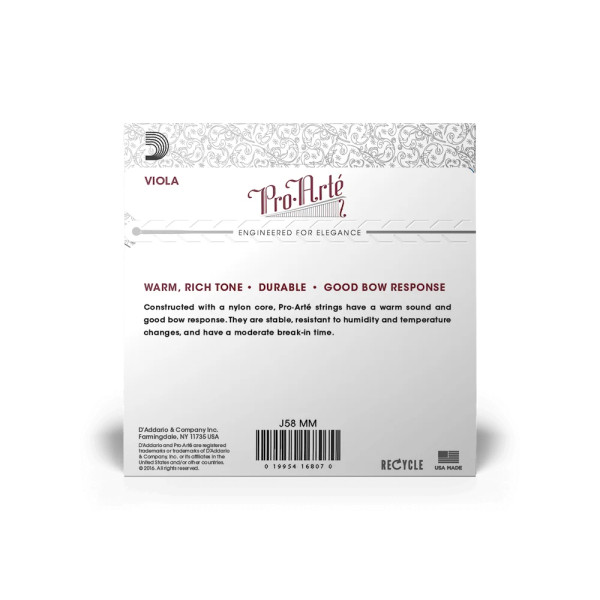 Комплект струн для альта D'ADDARIO PRO-ARTÉ VIOLA STRING SET Medium Scale Medium Tension