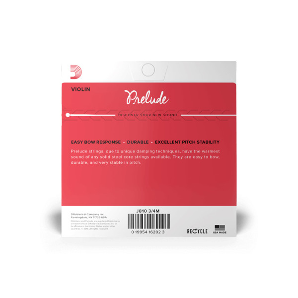 Комплект струн для скрипки D'ADDARIO PRELUDE J810 3/4 Medium Tension