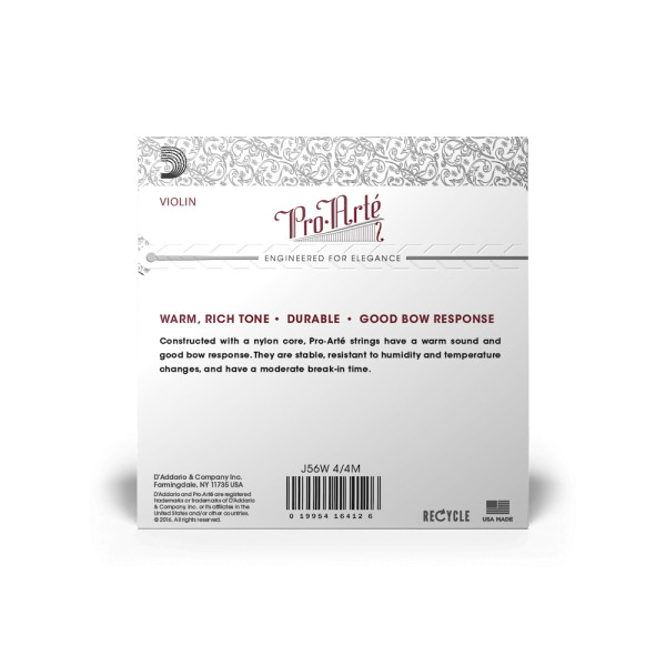 Комплект струн для скрипки D'ADDARIO PRO-ARTÉ VIOLIN STRING SET WITH WOUND E 4/4 Scale Medium Tension