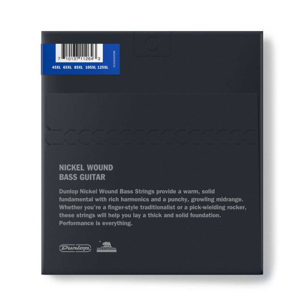 Комплект струн для бас-гітари DUNLOP DBN45125XL NICKEL WOUND BASS EXTRA LONG SCALE 45-125