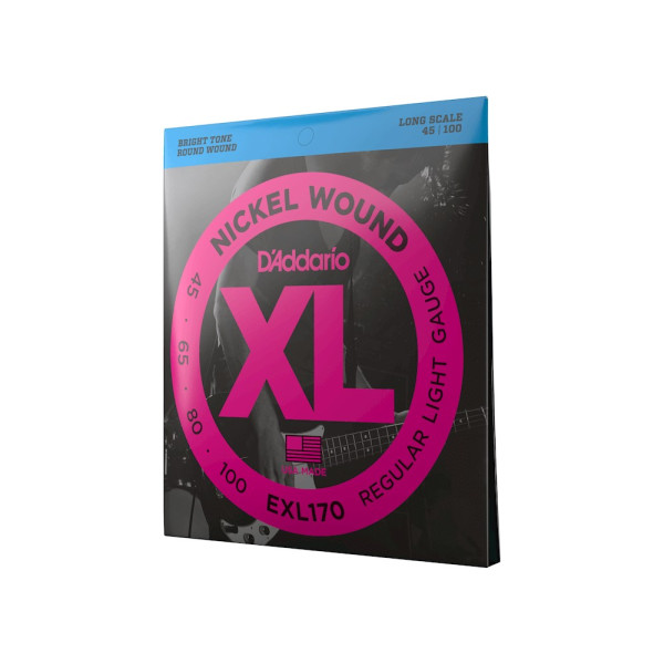 Комплект струн для бас-гітари D'ADDARIO EXL170 XL NICKEL WOUND BASS REGULAR LIGHT (45-100)