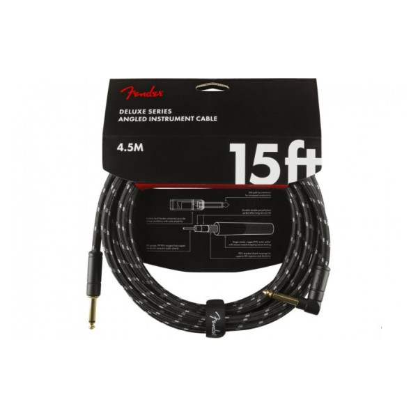 Інструментальний кабель FENDER CABLE DELUXE SERIES 15' ANGLED BLACK TWEED