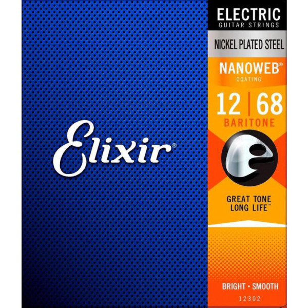 Комплект струн для електрогітари ELIXIR 12302 NICKEL PLATED STEEL NANOWEB 12-68