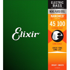 Комплект струн для бас-гітари ELIXIR 14052 NICKEL PLATED STEEL NANOWEB 45-100