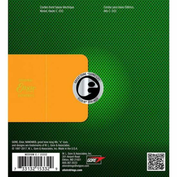 Комплект струн для бас-гітари ELIXIR 14087+15433+15332 NICKEL PLATED STEEL NANOWEB 32-130 TW