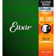 Комплект струн для бас-гітари ELIXIR 14652 STAINLESS STEEL NANOWEB 45-100