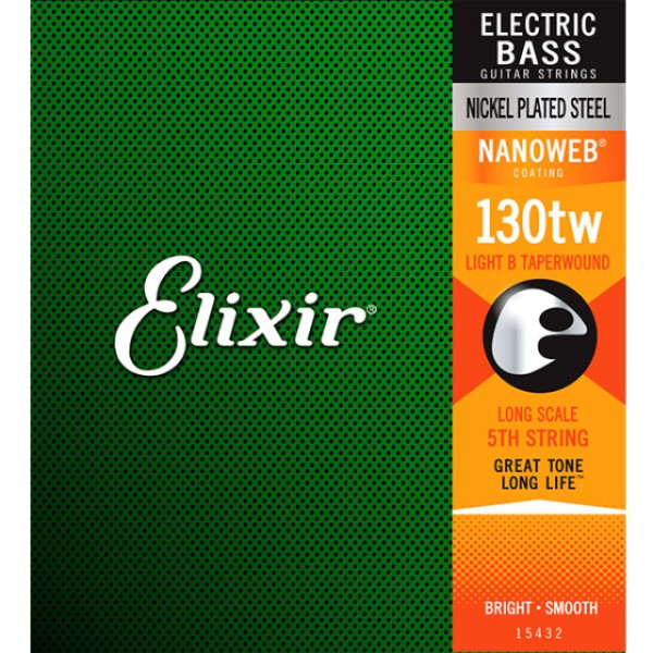 Струна №5 сі для бас-гітари ELIXIR 15432 NICKEL PLATED STEEL NANOWEB 130 TW