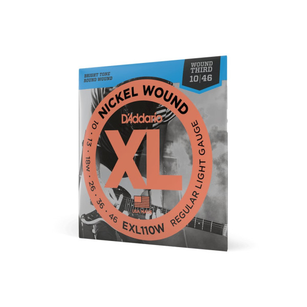 Комплект струн для електрогітари D'ADDARIO EXL110W XL NICKEL WOUND REGULAR LIGHT WOUND 3RD (10-46)