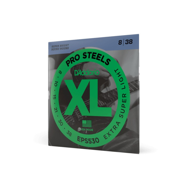 Комплект струн для електрогітари D'ADDARIO EPS530 XL PROSTEELS EXTRA SUPER LIGHT (08-38)