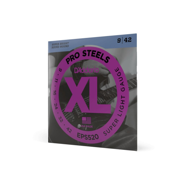 Комплект струн для електрогітари D'ADDARIO EPS520 XL PROSTEELS SUPER LIGHT (09-42)
