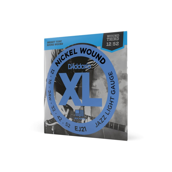 Комплект струн для електрогітари D'ADDARIO EJ21 XL NICKEL WOUND JAZZ LIGHT (12-52)