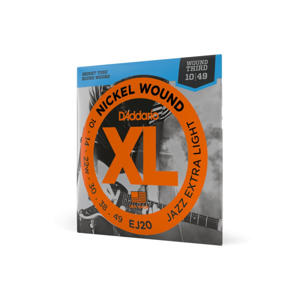 Комплект струн для електрогітари D'ADDARIO EJ20 XL NICKEL WOUND JAZZ EXTRA LIGHT (10-49)