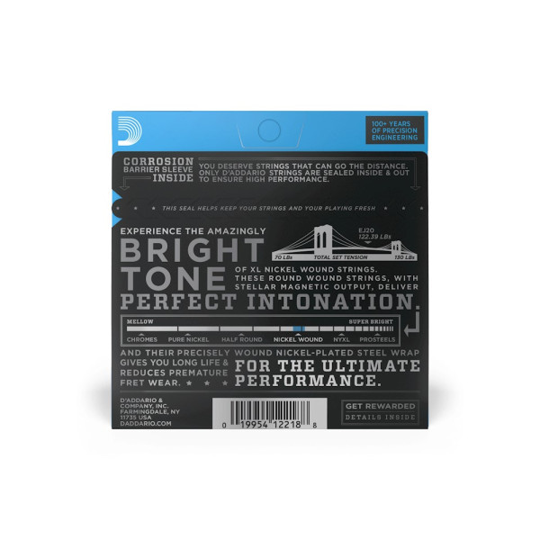 Комплект струн для електрогітари D'ADDARIO EJ20 XL NICKEL WOUND JAZZ EXTRA LIGHT (10-49)