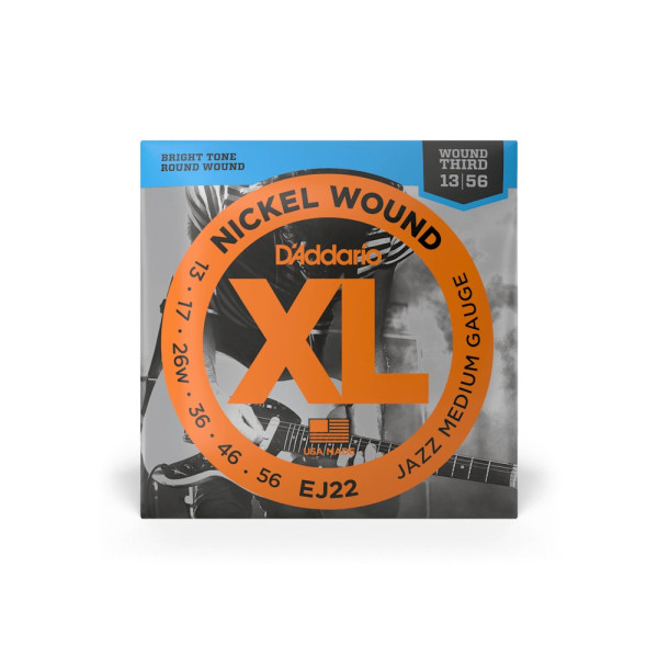 Комплект струн для електрогітари D'ADDARIO EJ22 XL NICKEL WOUND JAZZ MEDIUM (13-56)