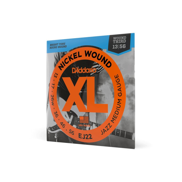 Комплект струн для електрогітари D'ADDARIO EJ22 XL NICKEL WOUND JAZZ MEDIUM (13-56)