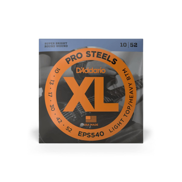 Комплект струн для електрогітари D'ADDARIO EPS540 XL PROSTEELS LIGHT TOP / HEAVY BOTTOM (10-52)