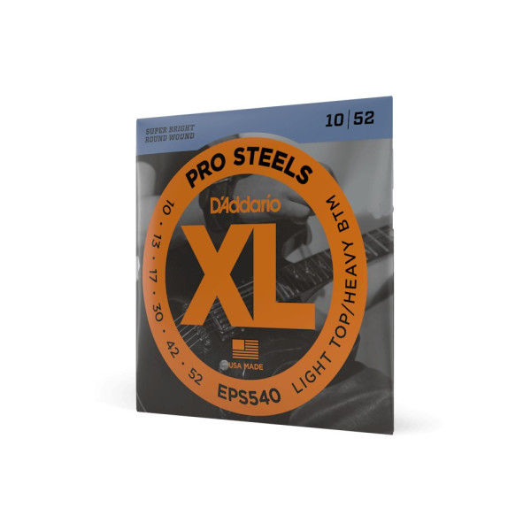 Комплект струн для електрогітари D'ADDARIO EPS540 XL PROSTEELS LIGHT TOP / HEAVY BOTTOM (10-52)