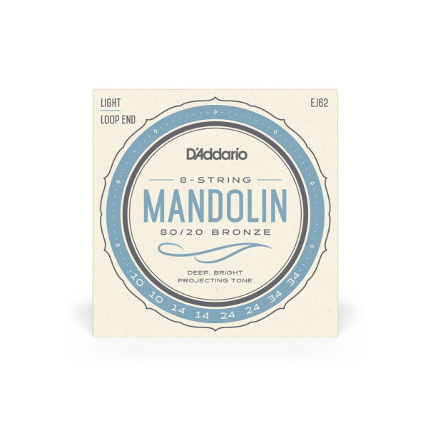 Комплект струн для мандоліни D'ADDARIO EJ62 MANDOLIN 80/20 BRONZE LIGHT 10-34