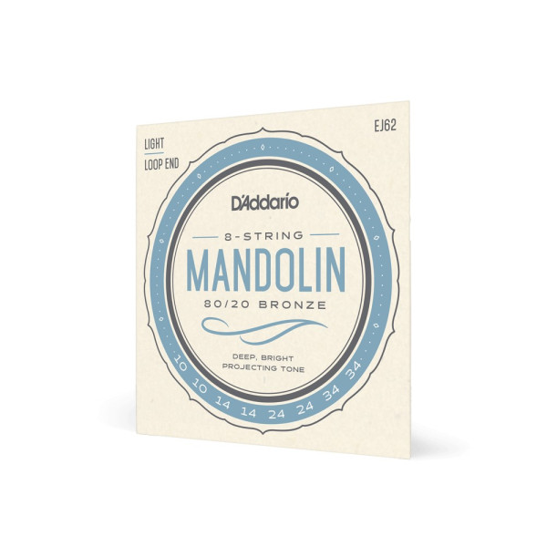 Комплект струн для мандоліни D'ADDARIO EJ62 MANDOLIN 80/20 BRONZE LIGHT 10-34