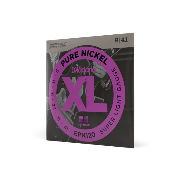 Комплект струн для електрогітари D'ADDARIO EPN120 XL PURE NICKEL SUPER LIGHT (09-41)