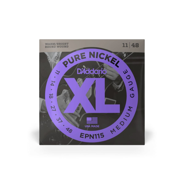 Комплект струн для електрогітари D'ADDARIO EPN115 XL PURE NICKEL BLUES/JAZZ ROCK (11-48)