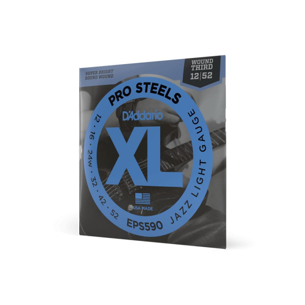 Комплект струн для електрогітари D'ADDARIO EPS590 XL PROSTEELS JAZZ LIGHT (12-52)
