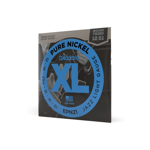 Комплект струн для електрогітари D'ADDARIO EPN21 XL PURE NICKEL JAZZ LIGHT (12-51)