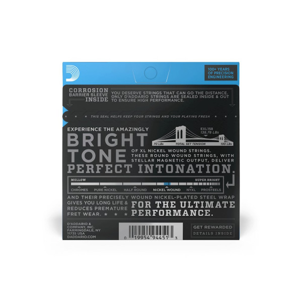 Комплект струн для електрогітари D'ADDARIO EXL158 XL NICKEL WOUND BARITONE LIGHT (13-62)
