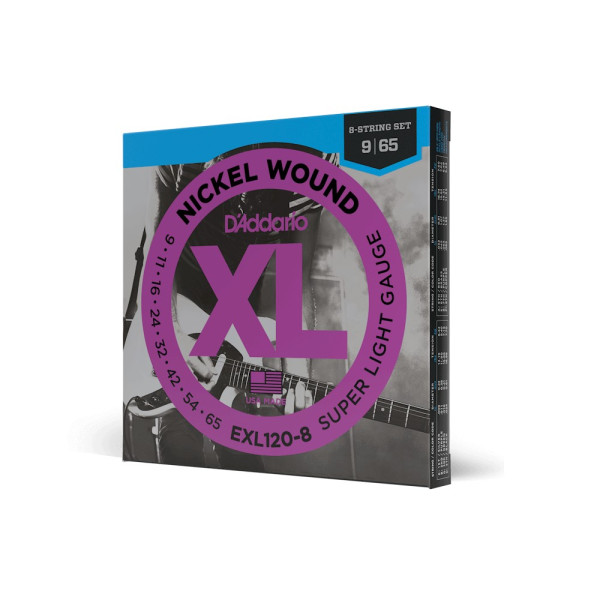 Комплект струн для електрогітари D'ADDARIO EXL120-8 XL NICKEL WOUND 8-STRING SUPER LIGHT (09-65)