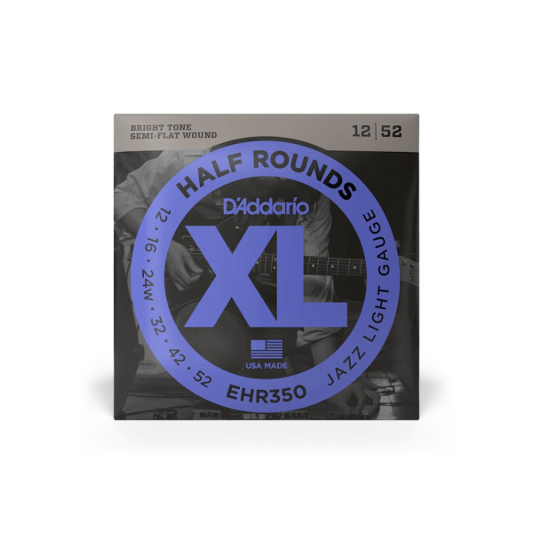 Комплект струн для електрогітари D'ADDARIO EHR350 XL HALF ROUNDS JAZZ LIGHT (12-52)