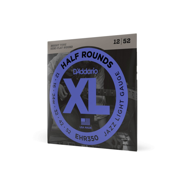 Комплект струн для електрогітари D'ADDARIO EHR350 XL HALF ROUNDS JAZZ LIGHT (12-52)
