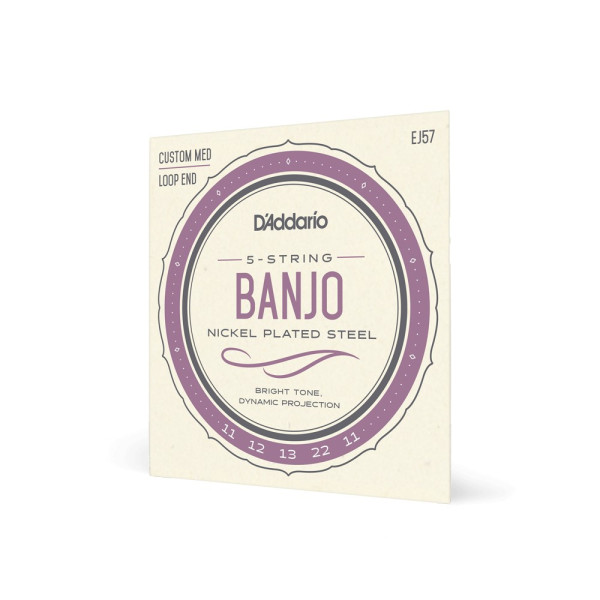 Комплект струн для банджо D'ADDARIO EJ57 BANJO NICKEL PLATED STEEL CUSTOM MEDIUM (11-22)