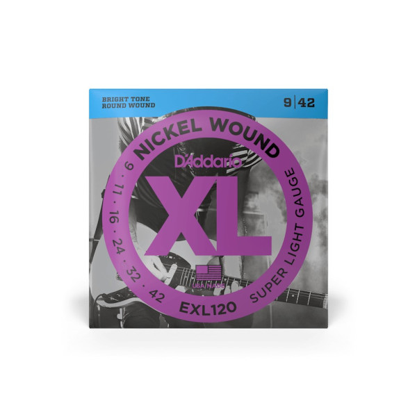 Комплект струн для електрогітари D'ADDARIO EXL120 XL NICKEL WOUND SUPER LIGHT (09-42)