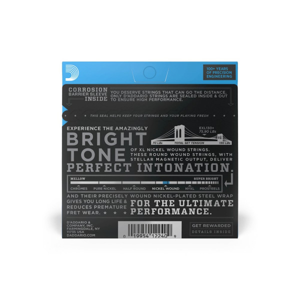 Комплект струн для електрогітари D'ADDARIO EXL130+ XL NICKEL WOUND EXTRA SUPER LIGHT PLUS (08.5-39)