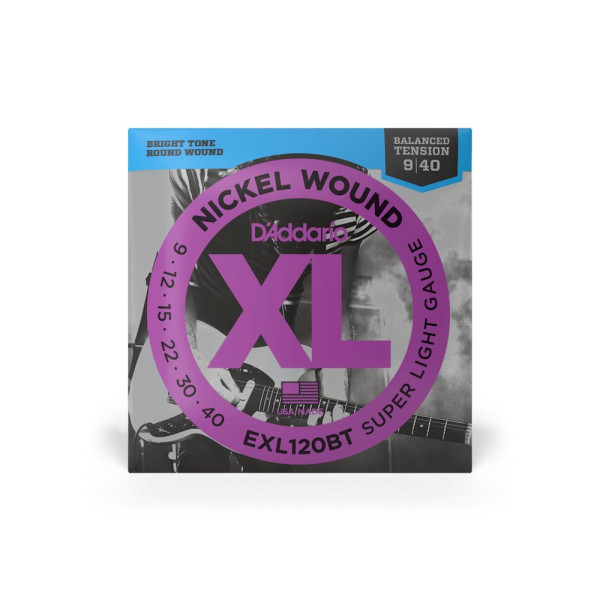 Комплект струн для електрогітари D'ADDARIO EXL120BT XL NICKEL WOUND BALANCED TENSION SUPER LIGHT (09-40)