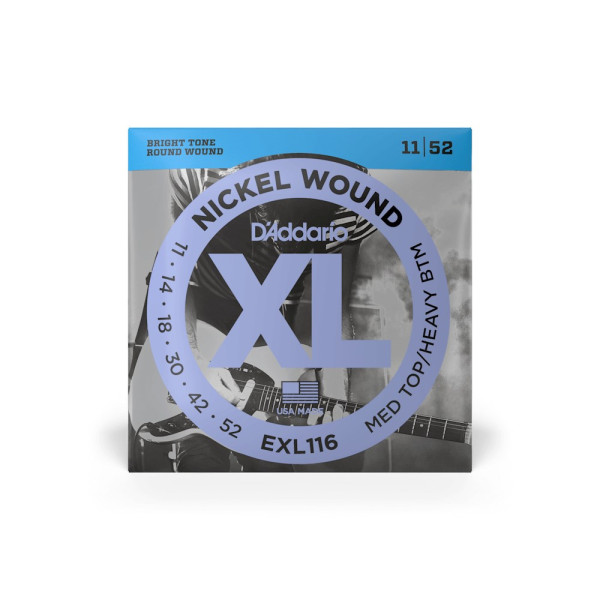Комплект струн для електрогітари D'ADDARIO EXL116 XL NICKEL WOUND MEDIUM TOP / HEAVY BOTTOM (11-52)