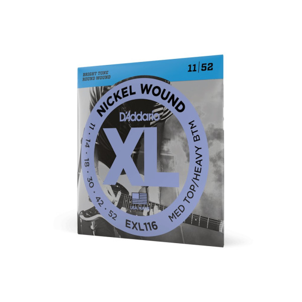 Комплект струн для електрогітари D'ADDARIO EXL116 XL NICKEL WOUND MEDIUM TOP / HEAVY BOTTOM (11-52)