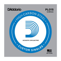Струна №2 сі для акустичної та електрогітари D'ADDARIO PL015 Plain Steel 015