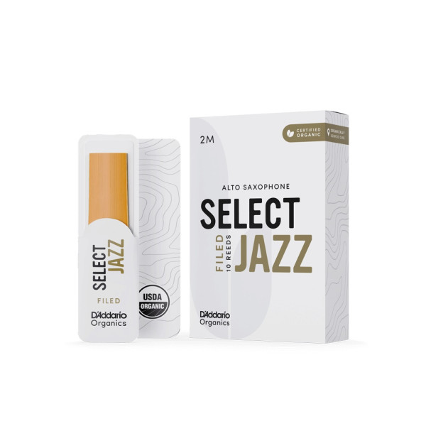 Набір тростин (10 штук) для альт саксофона D'ADDARIO Organic Select Jazz - Alto Sax Filed 2M - 10 Pack