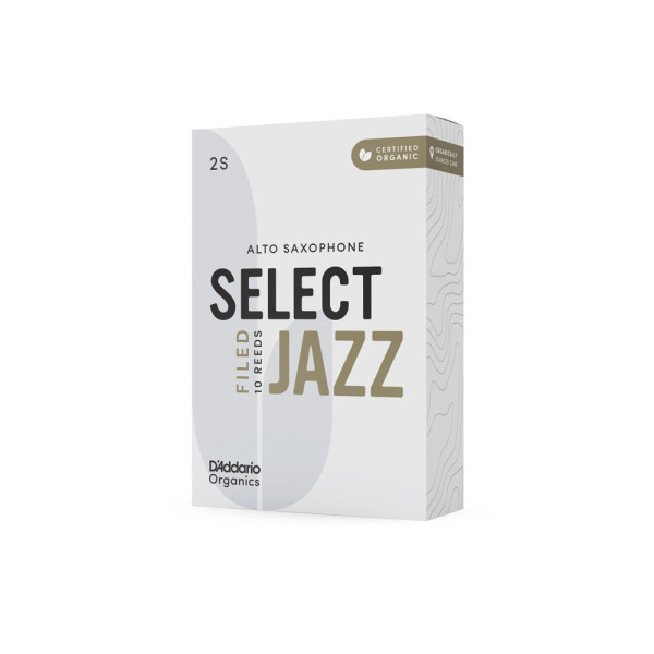 Набір тростин (10 штук) для альт саксофона D'ADDARIO Organic Select Jazz - Alto Sax Filed 2S - 10 Pack