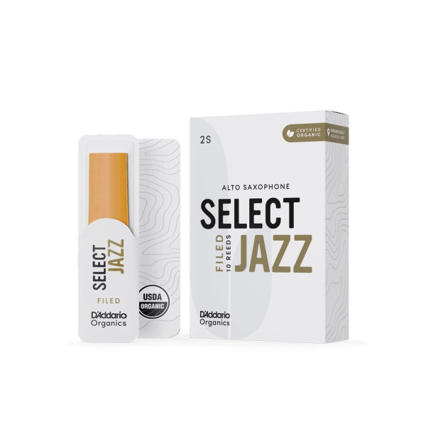 Набір тростин (10 штук) для альт саксофона D'ADDARIO Organic Select Jazz - Alto Sax Filed 2S - 10 Pack