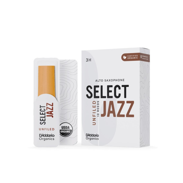 Набір тростин (10 штук) для альт саксофона D'ADDARIO Organic Select Jazz - Alto Sax Unfiled 3H - 10 Pack