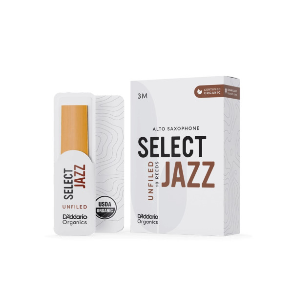 Набір тростин (10 штук) для альт саксофона D'ADDARIO Organic Select Jazz - Alto Sax Unfiled 3M - 10 Pack