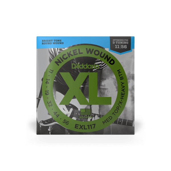 Комплект струн для електрогітари D'ADDARIO EXL117 XL NICKEL WOUND MEDIUM TOP / EXTRA HEAVY BOTTOM (11-56)