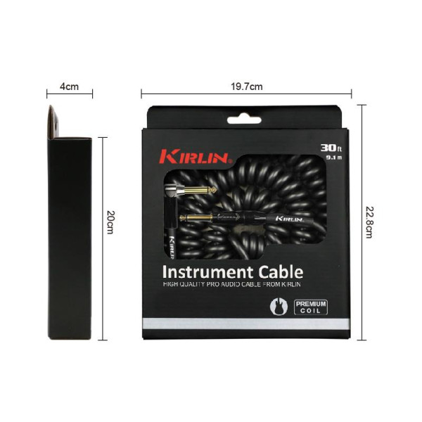 Інструментальний кабель KIRLIN Premium Coiled Cable 9m Black IPK-222BFGL/BKE