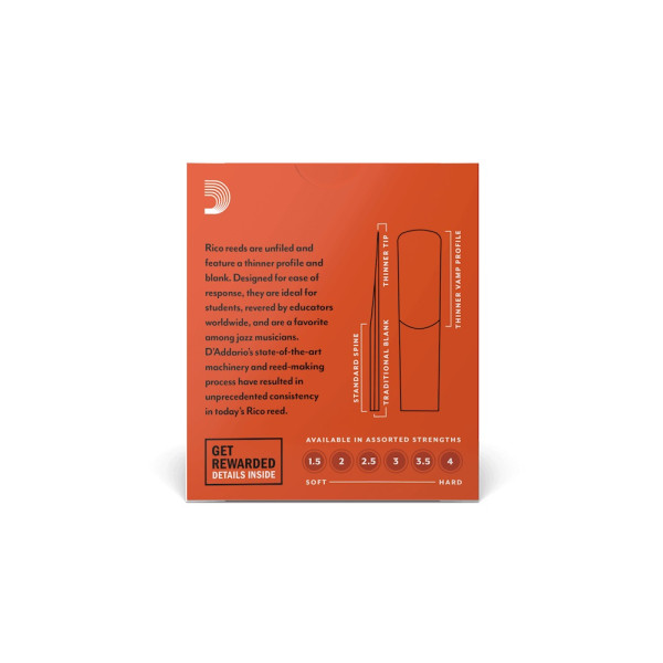 Набір тростин (10 штук) для альт саксофона D'ADDARIO Rico - Alto Sax #2.5 - 10 Pack