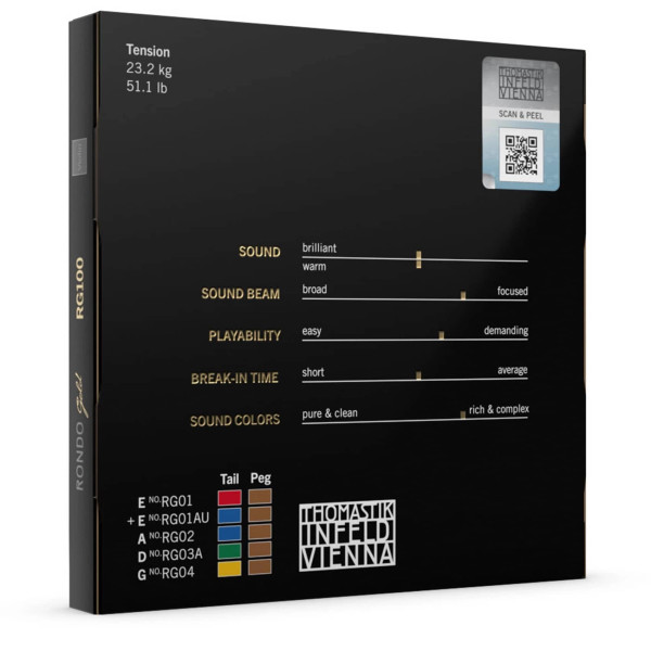 Комплект струн для скрипки THOMASTIK Rondo Gold RG100